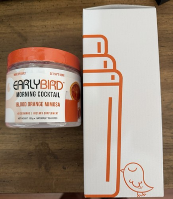 #ad EarlyBird Morning Cocktail Blood Orange 45 Servings Exp 10 2027 With Shaker $47.89