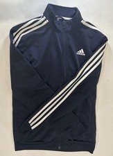 Adidas Men's Navy/White 3-Stripe Full-Zip Track Jacket Size S