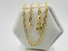 9ct Yellow Gold Womens 3mm Curb Singapore Link Chain Necklace Thick New