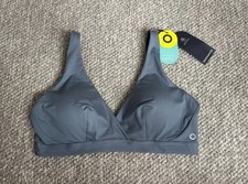 M&S GOODMOVE SLATE BLUE CROSSOVER PADDED SPORTS YOGA BRA SIZE 16 BNWT