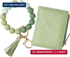 Keychain Bracelet Wristlet with Wallet Card Holder Pocket, Flower Tassel Purse S