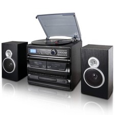 Trexonic 3-Speed Vinyl Turntable Home Stereo System with CD Player, Dual Cassett