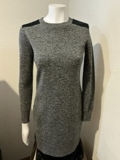 GAP Women’s Crew Neck Long Sleeve Gray 100%Merino Wool Knit Sweater Dress Size S