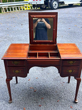 Pennsylvania House Antique Mahogany Vanity Table Flip-Up Mirror 4 Drawers
