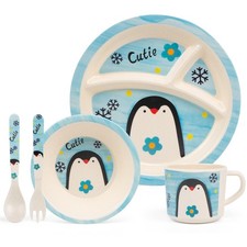 Kids Dinnerware Set, 5-Piece Mealtime Tableware for Children Toddlers Inc...