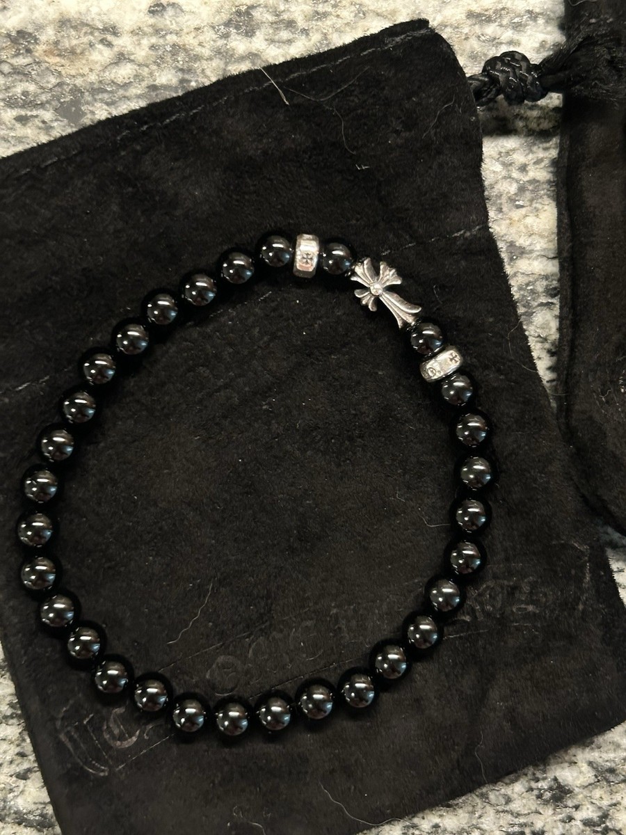 Chrome Hearts Black Beaded Bracelet with Silver Accents | eBay