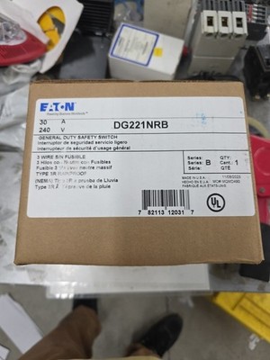 Eaton DG221NRB General Duty Safety Switch 30A 240V 2 Pole 3 Wire NEMA 3R Fusible