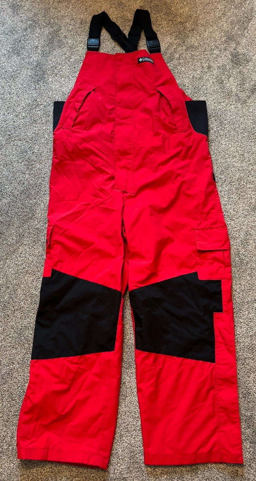 Columbia PFG Fishing Bib Waders Pants Mens M- Red Omni Tech Waterproof Nice Cond