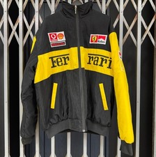 Ferrari Michael Schumacher Nylon Jacket Black Yellow Marlboro Logo Zip Front