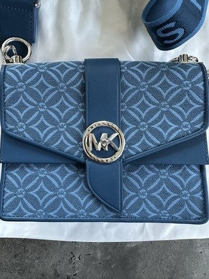 Michael Kors Greenwich Small Logo Jacquard Crossbody Bag - Heritage Blue Multi