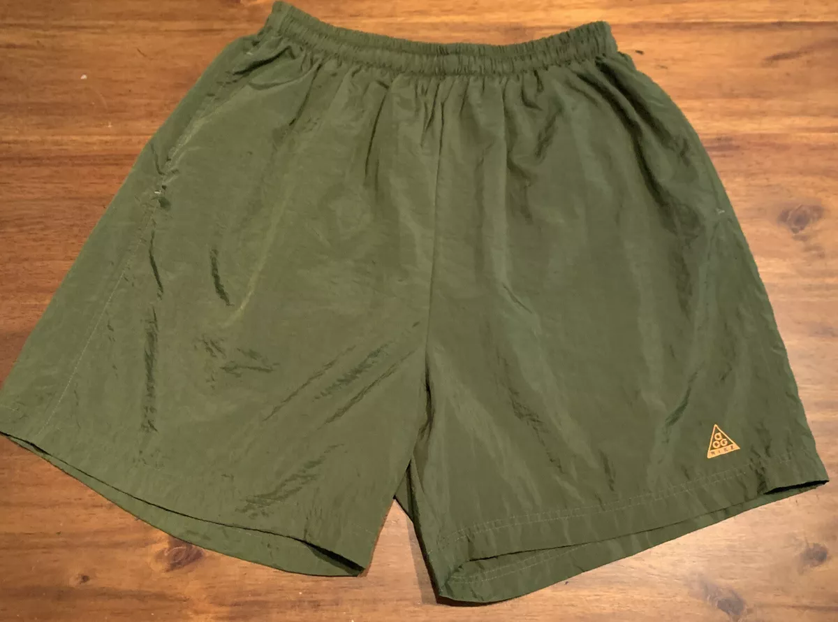 Nike ACG Swim Shorts Trunks 90s Size XL Olive Green Army Vtg Supreme Nylon  Rare