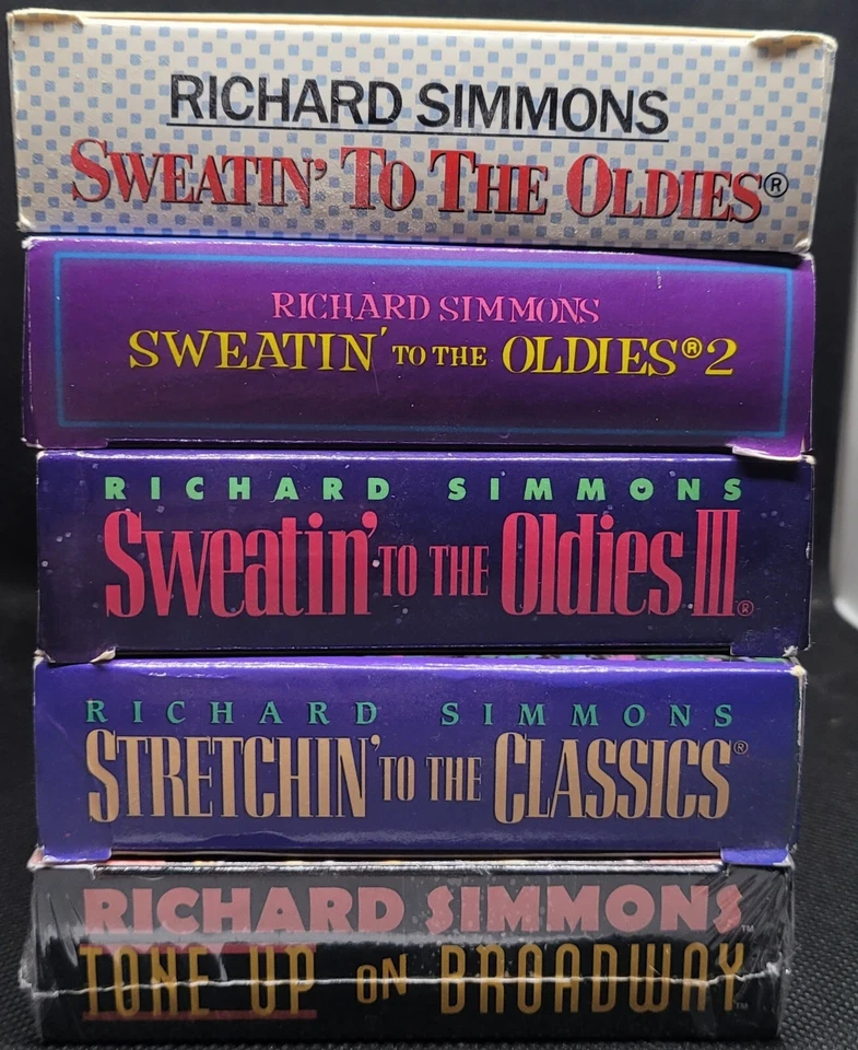 5 tape Richard Simmons VHS lot: Sweatin' 1-3, Stretchin' to the Classics + Foto 3 de 4