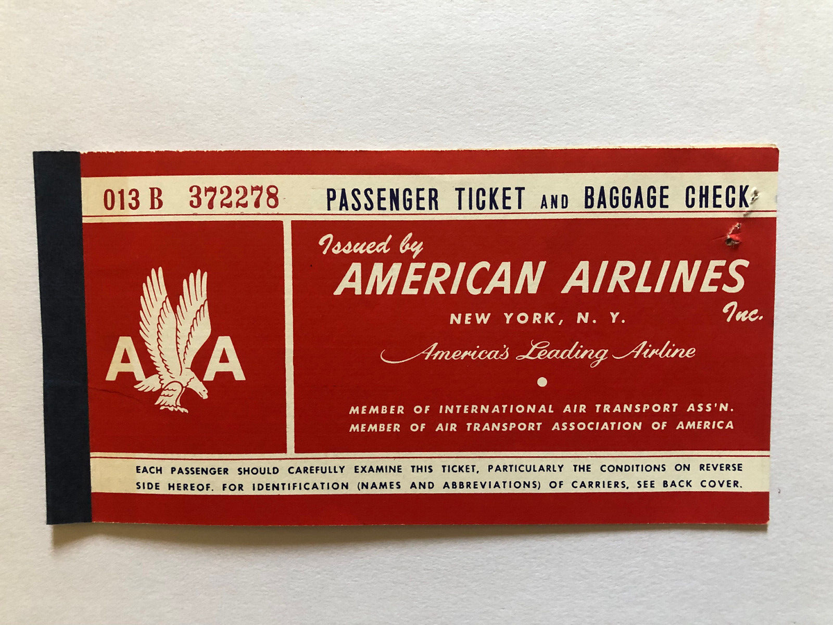American Airlines New York Passenger's Coupon 1954 Baggage Ticket