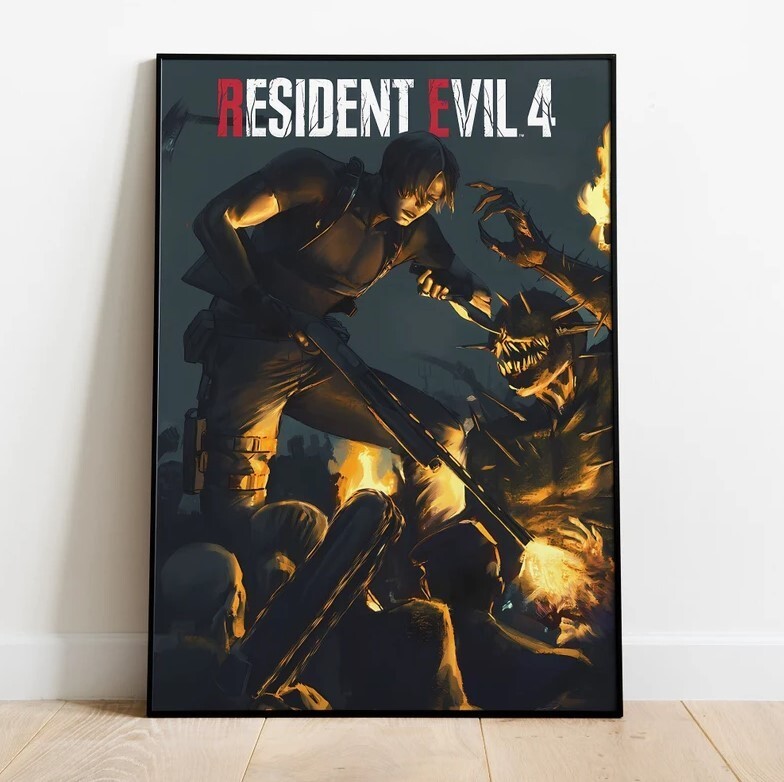 Resident Evil 4 Poster, Wall Art & Home Decor, Survival Horror Video Game Poster