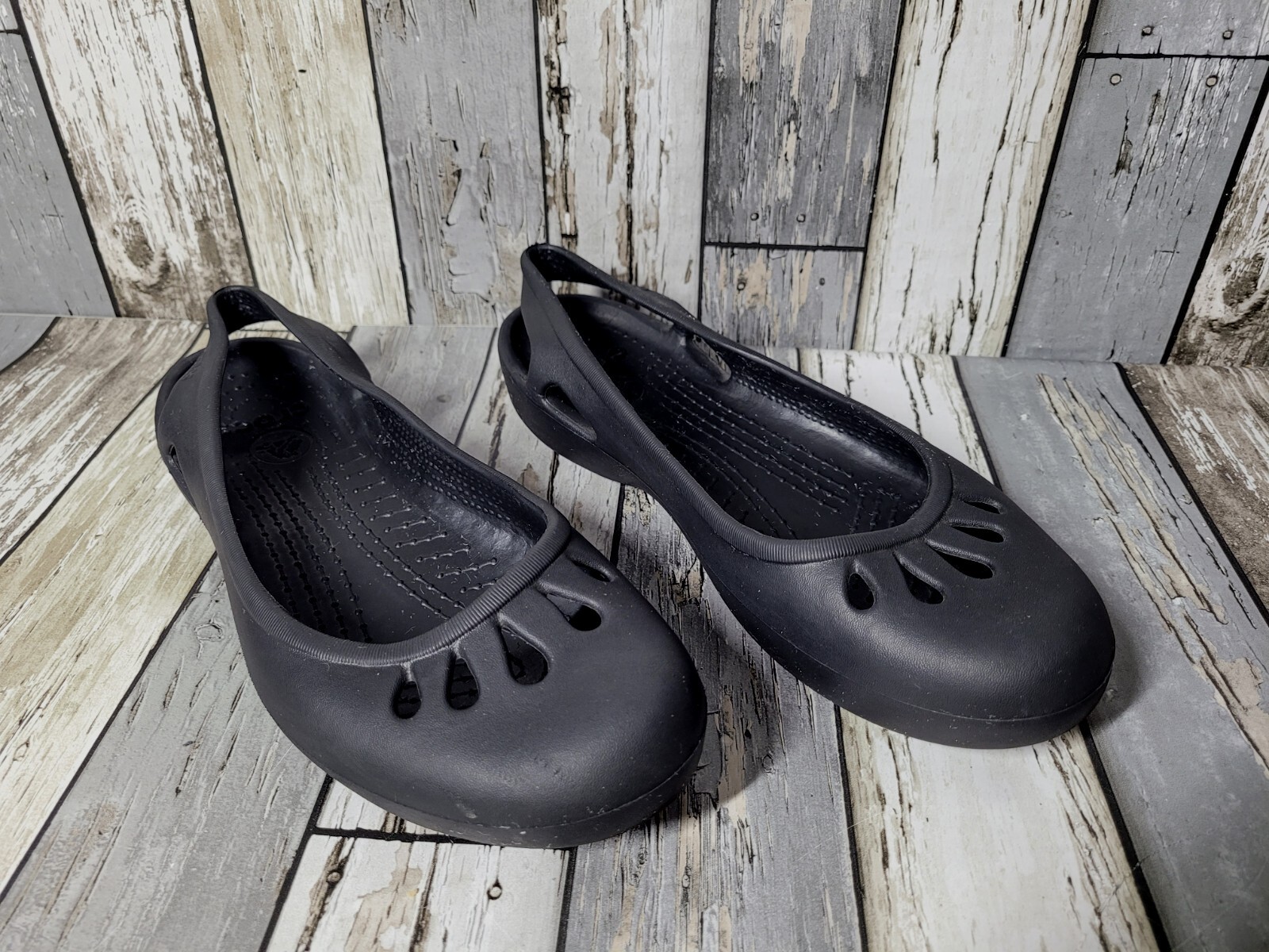 Crocs Kadee Slingback Slip On Flats Round Toe Rubber Shoes Women Size 11  Black | eBay