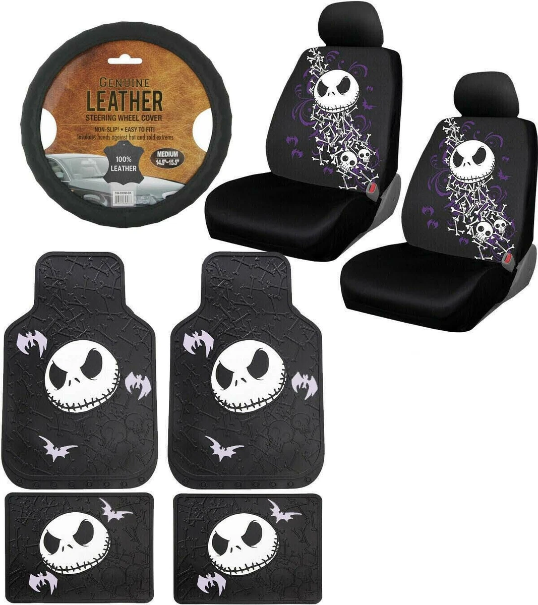 9pc Nightmare Before Christmas Car Floor Mats Seat Covers Steering Wheel Cover