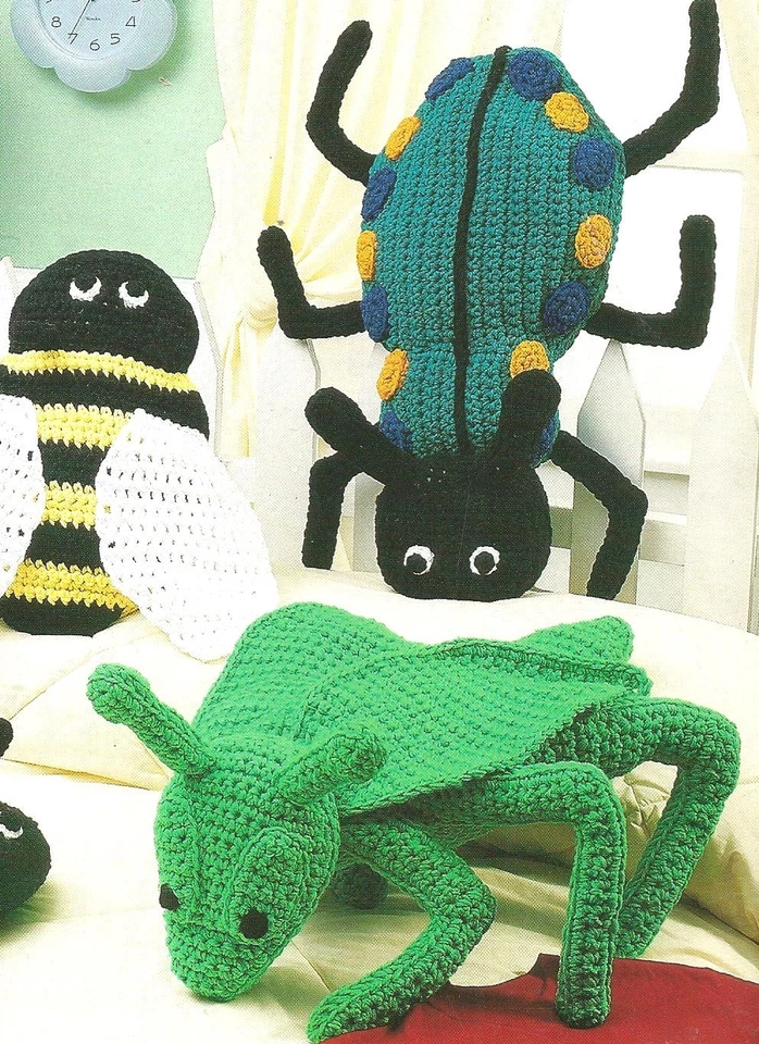 Crochet Patterns Itty Bitty Bug Bags Lady Bug Grasshopper Beetle Spider Ant A23 - Image 4 of 4