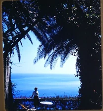 Lady @ beautiful scenic view Portugal? - 1959 Stereo Realist slide #812