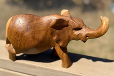 Hand Carved Wood Elephant Kenya African Decor Safari Animal 5