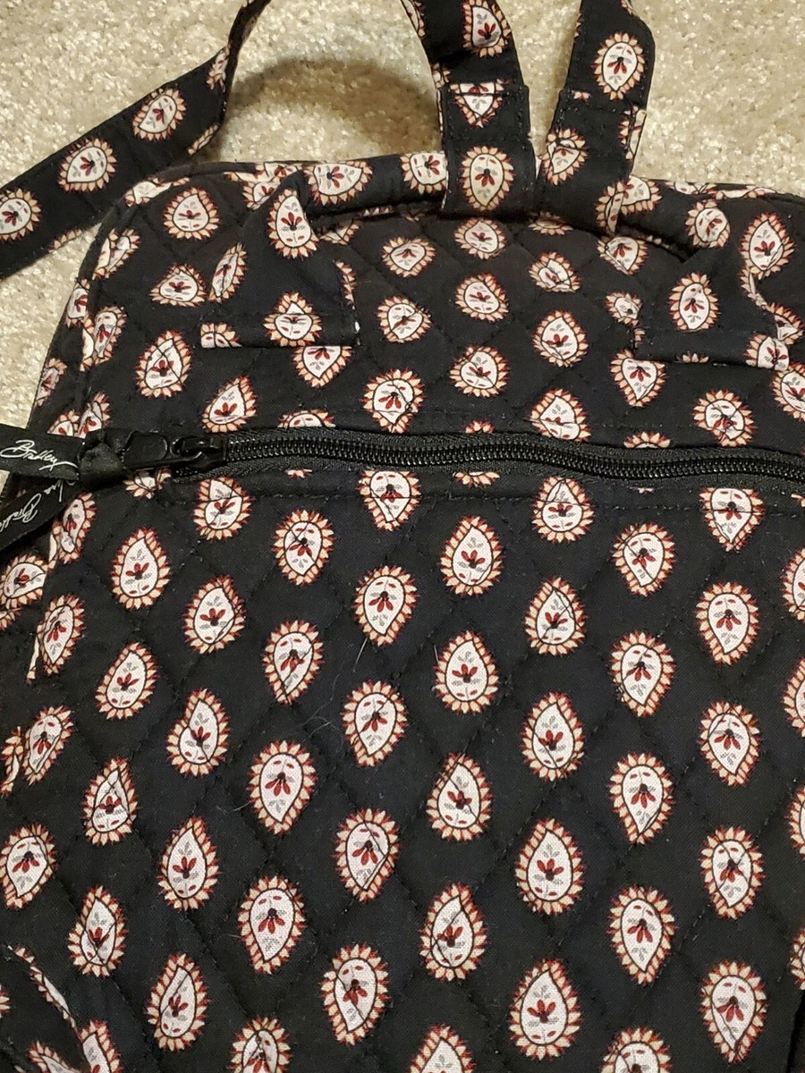 Vera‎ Bradley Black Red Floral Design Size Medium Backpack Purse, Zipper Pockets Vera Bradley Black Red Floral Design Size Medium Backpack  main image 2