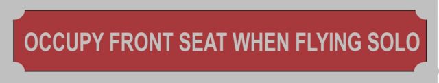 Aeronca Champ "Front Seat Solo" placard self adhesive vinyl