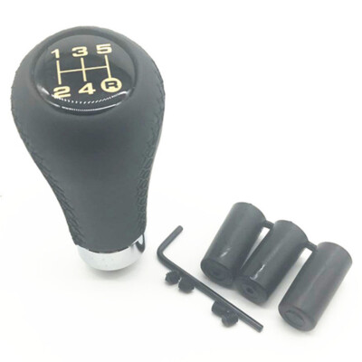 Black Leather Black Line Manual Auto Car 5 Speed Gear Shift Knob Shifter Lever