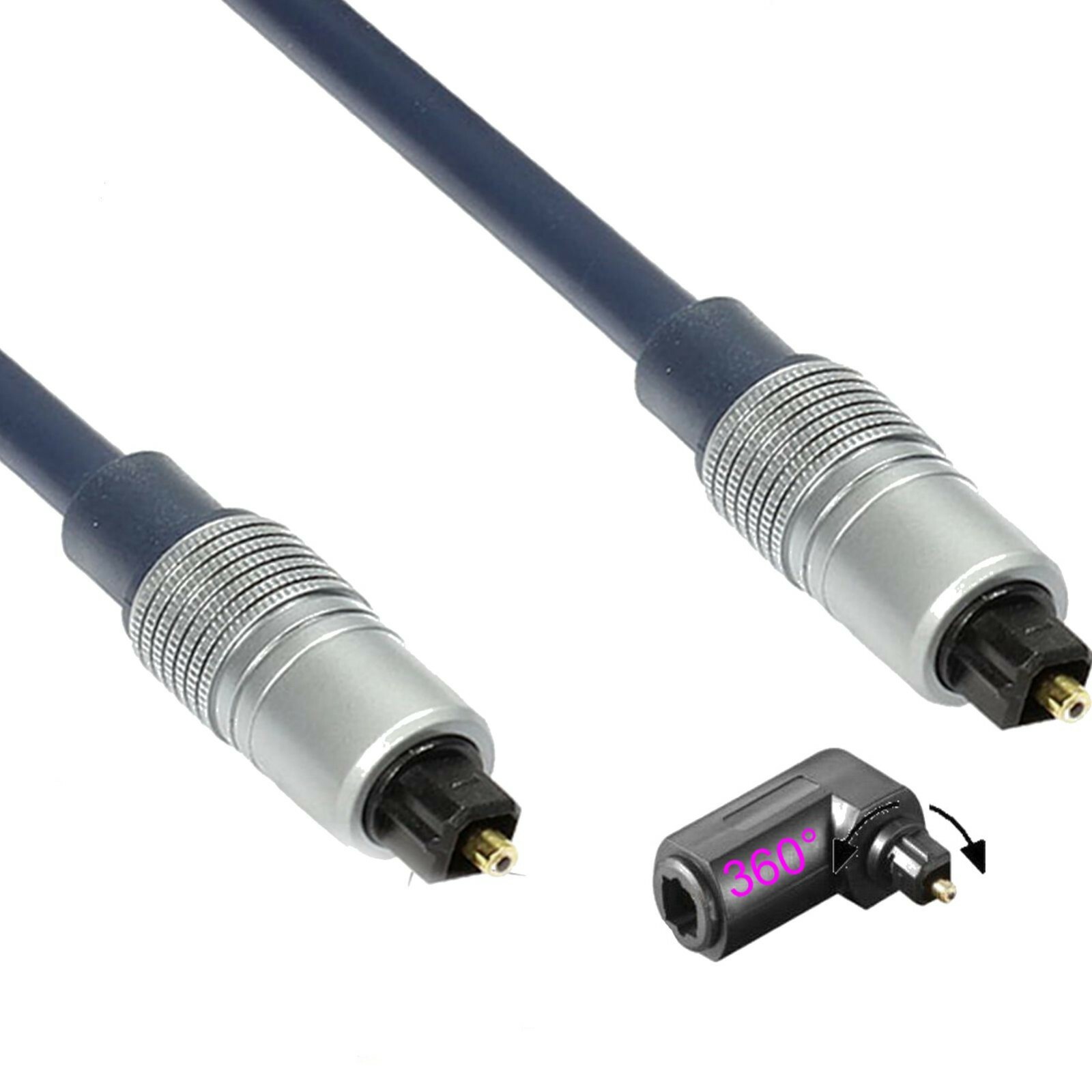 SunshineTronic Premium Optisches Digitalkabel Toslink - 10 Meter, 24 Bit/192 KHz, Schwarz Mit Aluminiumstecker