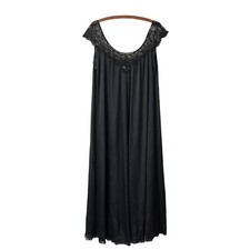 Vintage Lucie Ann Beverly Hills Womens Black Lace Nylon Nightgown Size Small