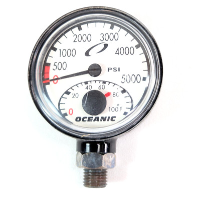 Oceanic 5000 PSI SPG Submersible Pressure Gauge + Thermometer 5,000 Scuba  #5248