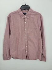 J Crew Shirt Mens Large Faded Red Print Oxford Long Sleeve Button Down