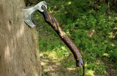 Viking Handmade High Carbon Steel TOMAHAWK , HATCHET, AXE , INTEGRAL / Engraved