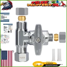 Chrome-Plated 3/8 x 3/8 x 1/4 Compression Tee Valve for Ice Makers & RO Systems