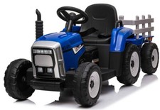 Tractor 12v Ride on Kids Electric Battery with Remote Control and Trailer Blue