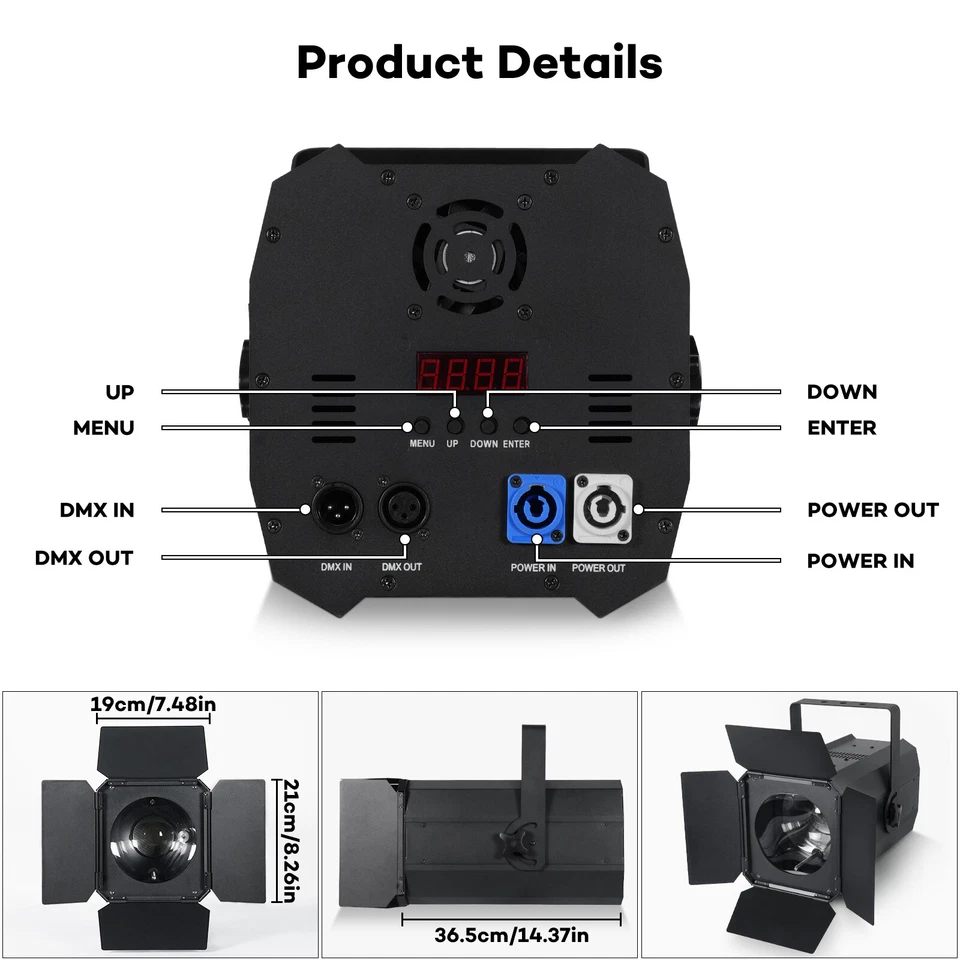 200W DMX LED COB Zoom Bühnenlicht Par Audience Light Theater DJ Weiß/Warmweiß - Bild 4 von 4