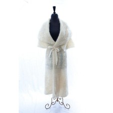 Vintage Sweater Coat Handmade Crochet Mohair Double Cloaked White Made In France