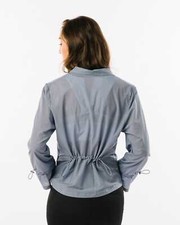 ZYIA Active Light Windbreaker Jacket Full Zip Drawstring Gray Women Size S NEW