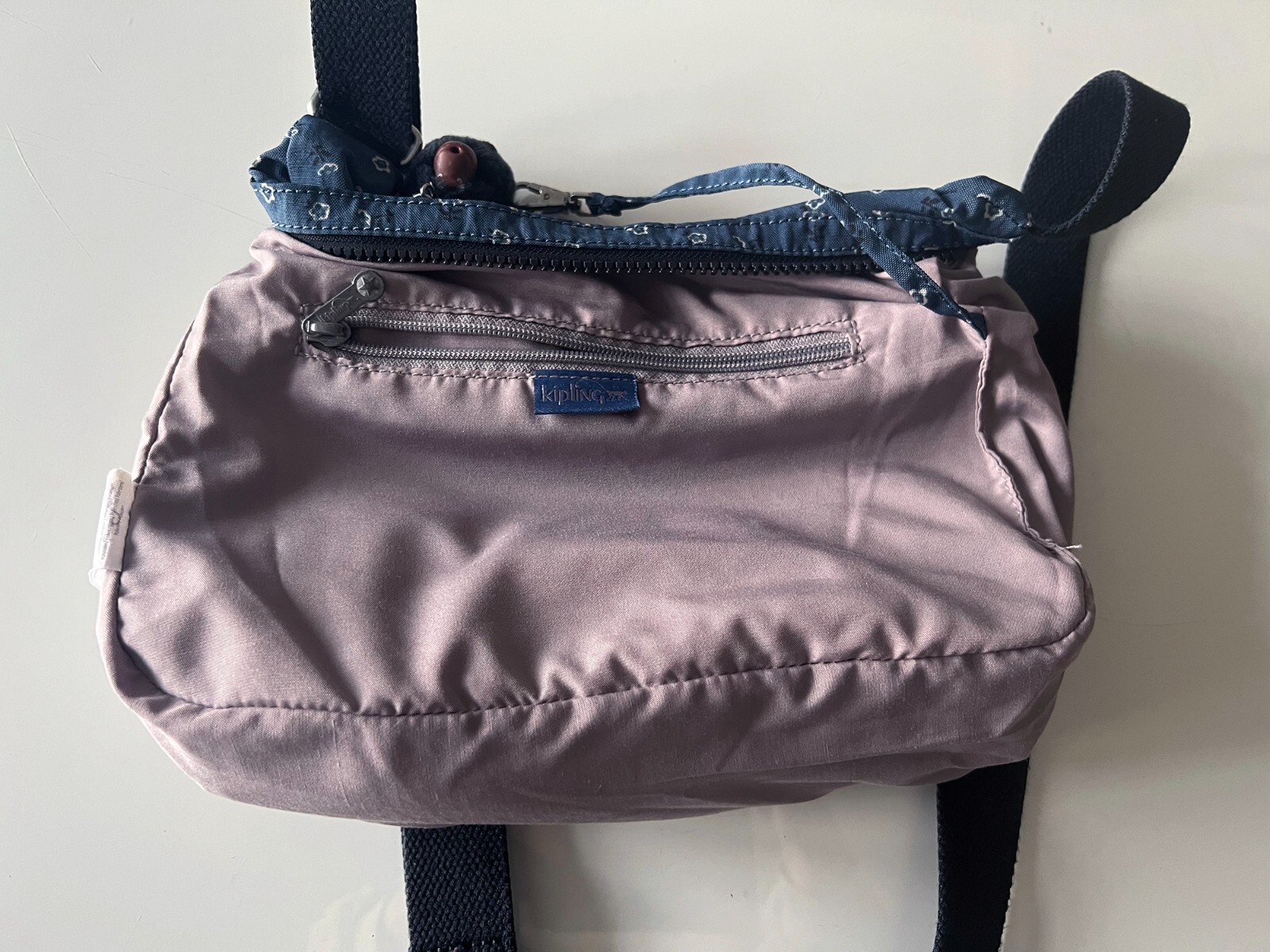 Kipling Small Blue Cross Body Bag with Dark Navy Strap and Monkey Marie