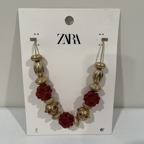 Zara Gold Tone Red Chunky Bead Statement Necklace Women s NEW EBay zara-gold-tone-red-chunky-bead-statement-necklace-women-s-new-ebay
