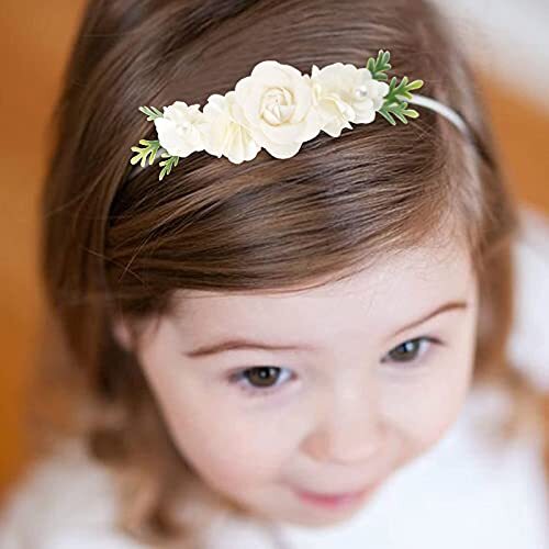 Diademas elásticas con flores de nailon para bebé niña 3 piezas accesorios para el cabello YM2 - Imagen 4 de 6