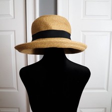 Scala Woven Straw Wide Brim Sun Hat Handmade Ribbon Detail Crushable Packable
