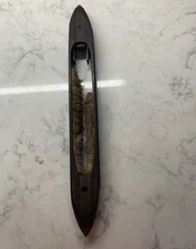 Vintage Wooden Textile Mill Weaving Loom Shuttle Boat Metal Tips