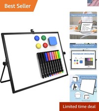 Versatile Double-Sided Dry Erase Board, 16x12 Inch with 10 Markers  Accessories