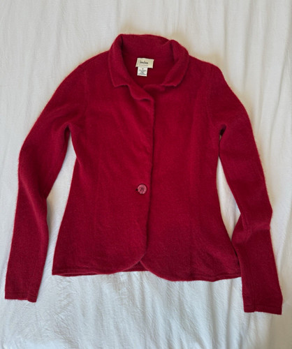 Neiman Marcus 100% Cashmere Cardigan Women M Red Sweater Jacket Quiet Luxury