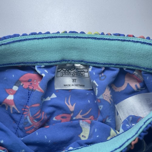 Patagonia 2 Piece Set 3T Girls Top & Baggies Shorts Tropical Birds Blue Animals - Picture 5 of 8