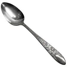 Rose & Leaf Pattern by National Silver Co. Silverplate Table Serving Spoon