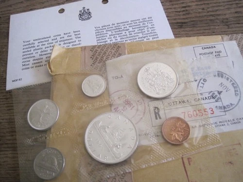 1965 Royal Canadian Mint 6 Coin Proof-Like Set-80% SILVER *IN MINT CELLO*/MAILER