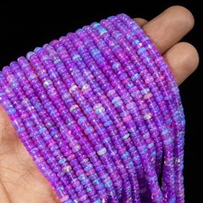 Natural Lavender Ethiopian Opal Rondelle Beads AAA Grade Fire Opal 3-5mm 