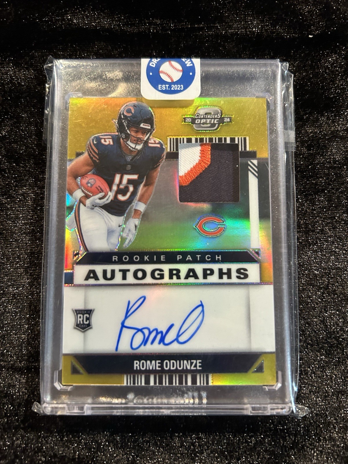 Rome Odunze 2024 Contenders Optic Rookie Gold 3-Color Patch Auto /5