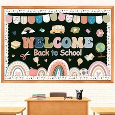Welcome Back to School Bulletin Board, Boho Classroom Decor Multicolor