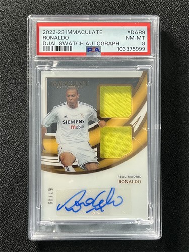 2022-23 Immaculate Collection Ronaldo Dual Patch Swatch Auto /99 R9 PSA 8 POP 3